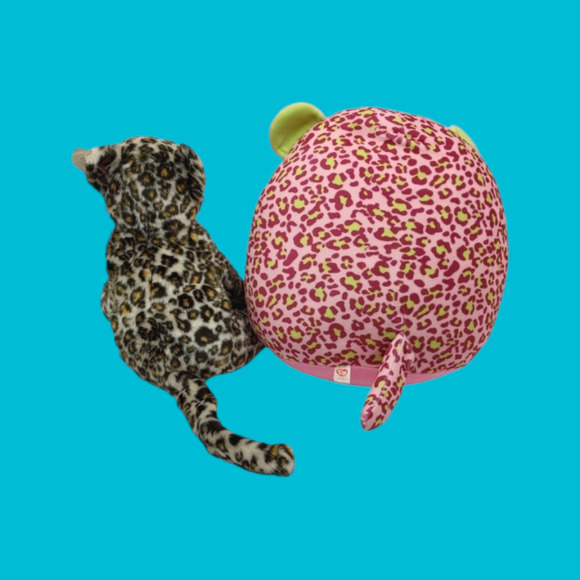 Ty Spotted Leopard 2000 12" Sneaky Beanie Baby 2021 14" Pink Lainey Squish A Boo - Picture 2 of 16
